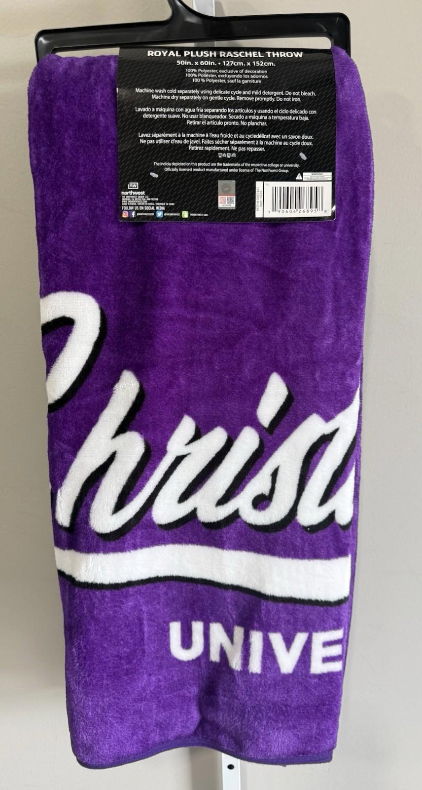 Bulk Lot of 4 New In Case TCU Horned Frogs Plush Raschel Throw Blankets 50”x60”