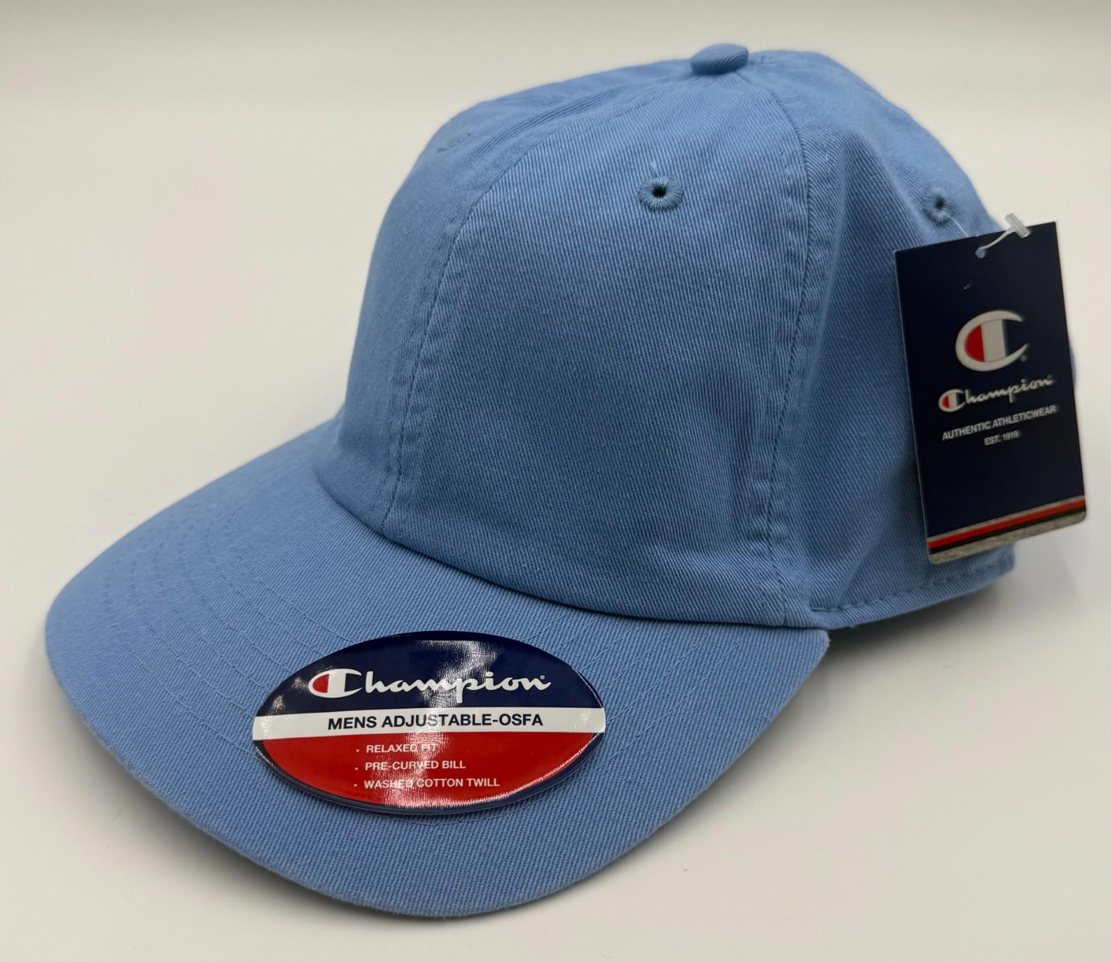 Bulk Reseller Lot of (72) Champion Light Blue Baseball Hats Adjustable OSFA NWT