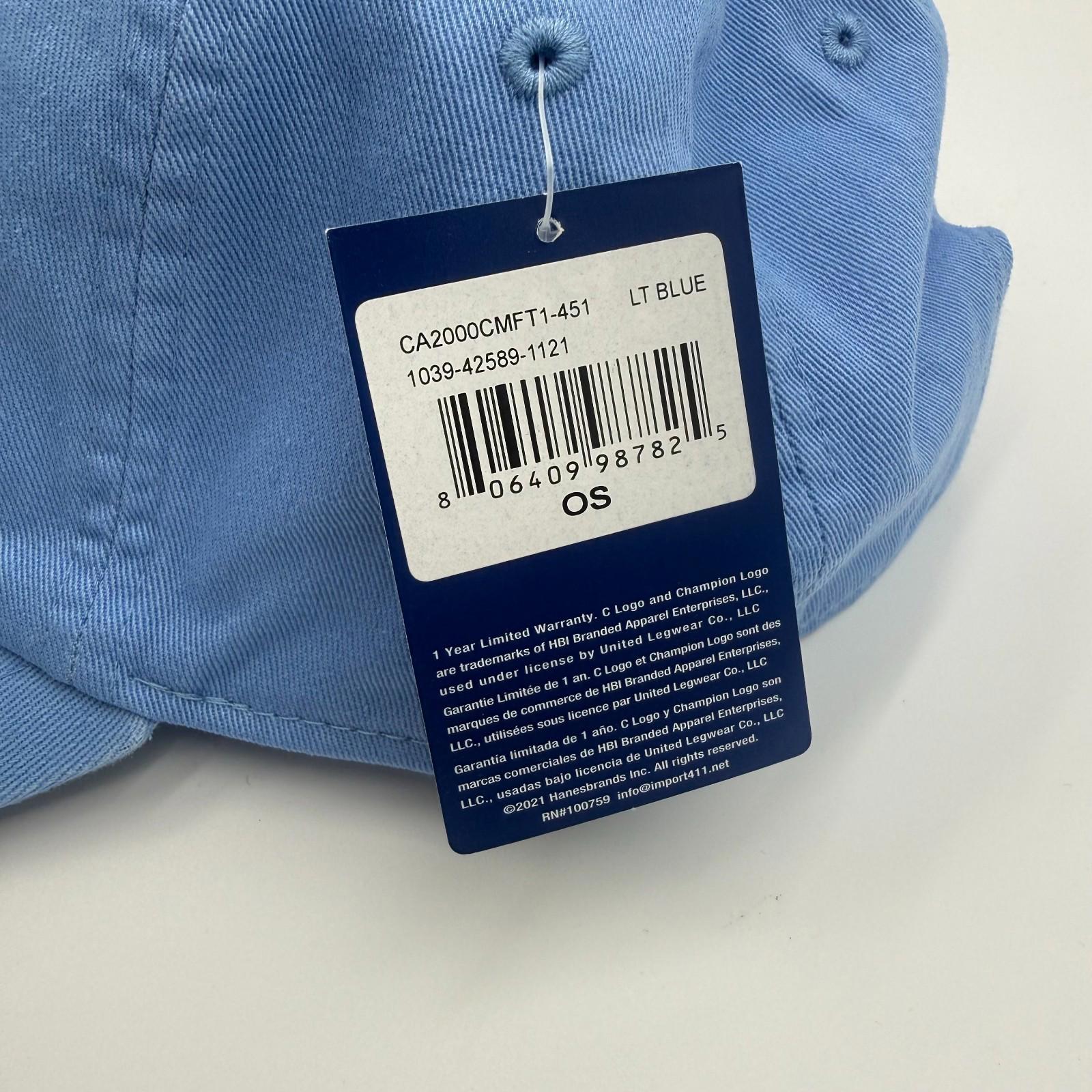 Bulk Reseller Lot of (72) Champion Light Blue Baseball Hats Adjustable OSFA NWT