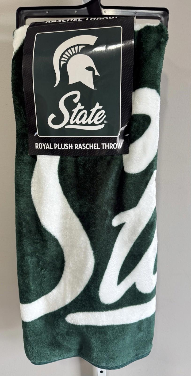 Bulk Lot of (4) New In Case Michigan State Plush Raschel Throw Blankets 50”x60”