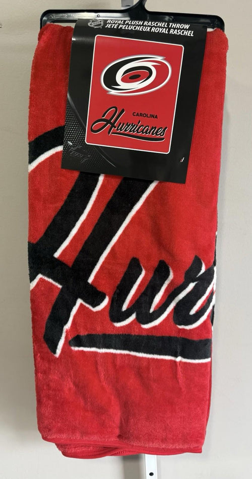 Bulk Lot (4) NHL Carolina Hurricanes Royal Plush Raschel Throw Blankets 50"x60"