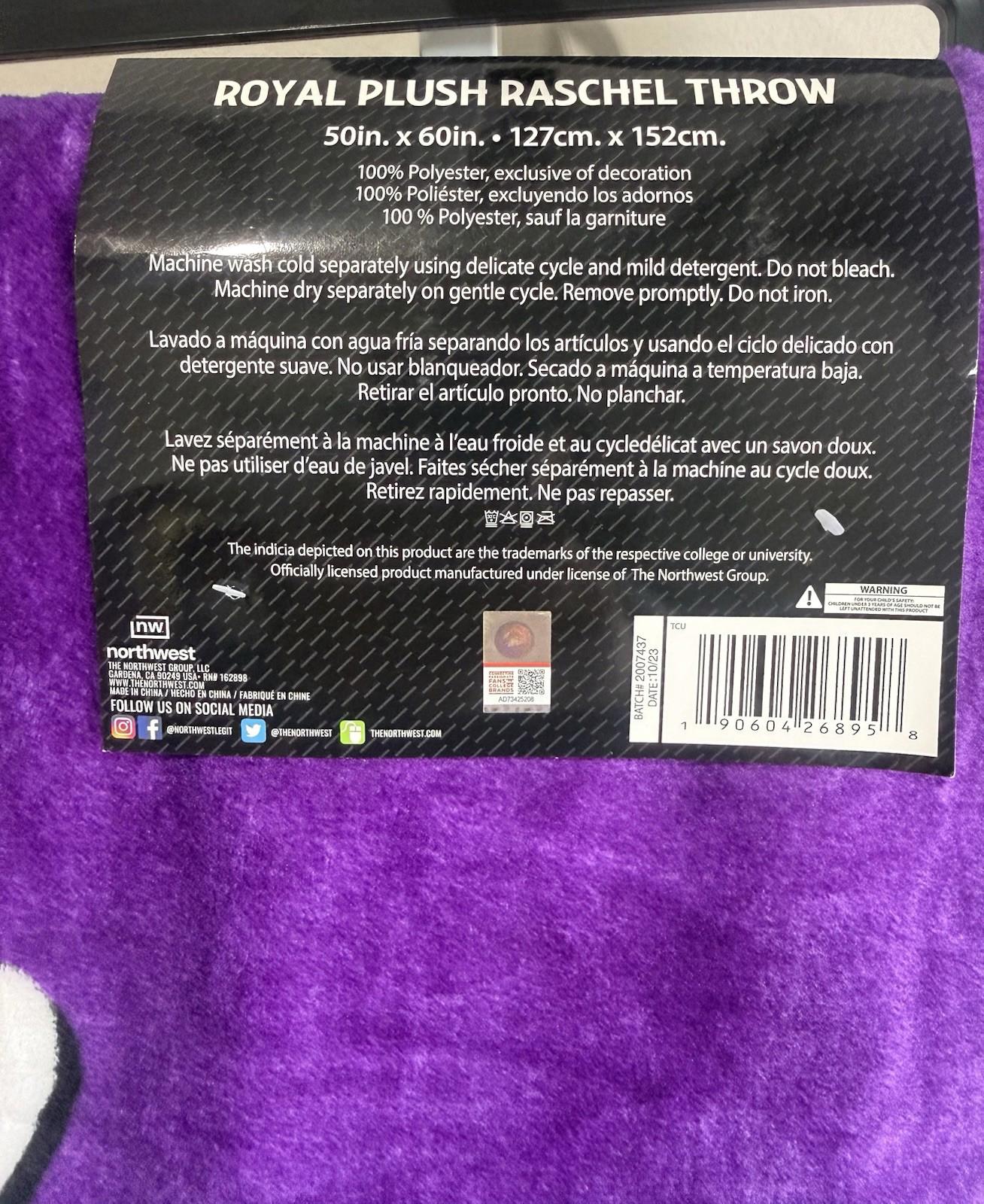 Bulk Lot of 4 New In Case TCU Horned Frogs Plush Raschel Throw Blankets 50”x60”