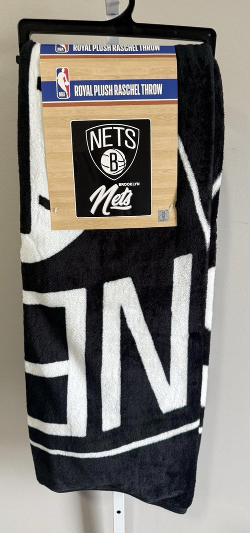 Bulk Lot of (4) NBA Brooklyn Nets Royal Plush Raschel Throw Blanket 50x60in