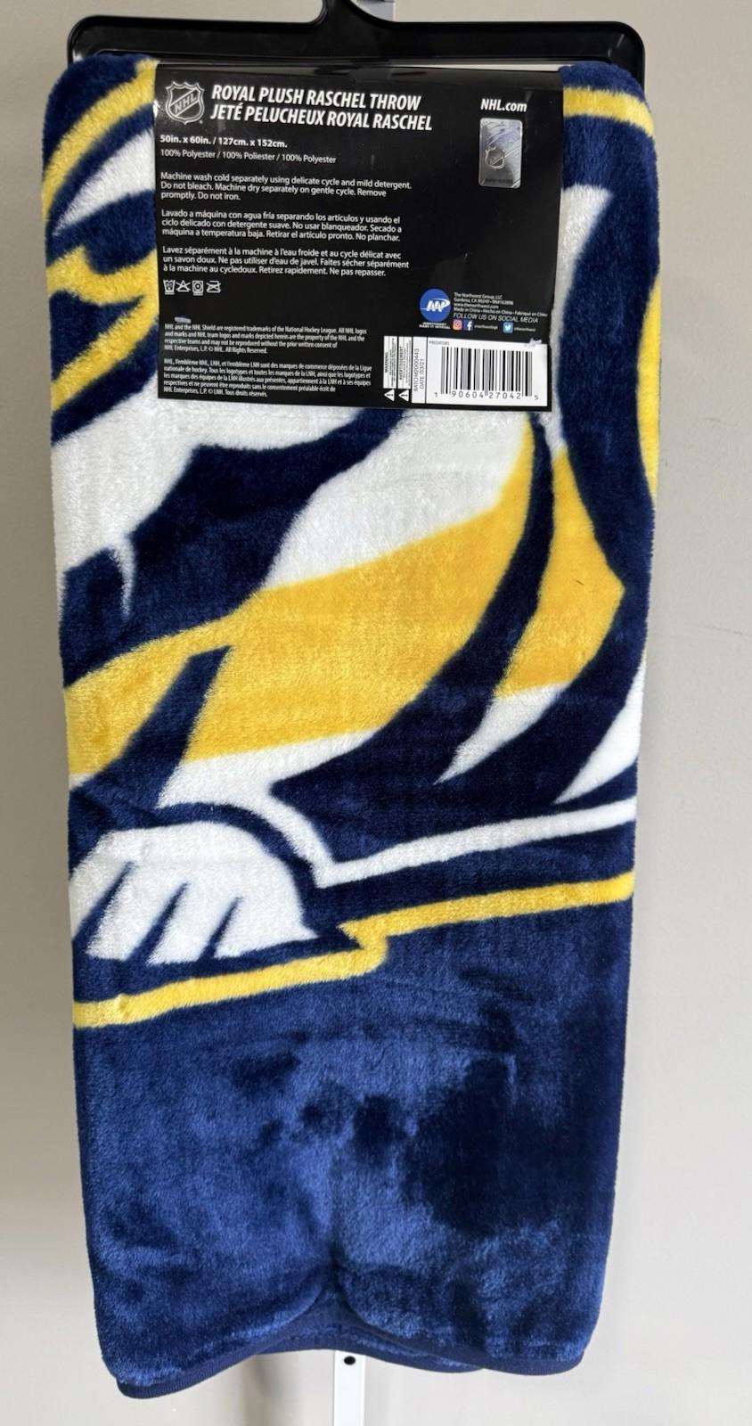 Bulk Lot (4) NHL Nashville Predators Royal Plush Raschel Throw Blankets 50"x60"