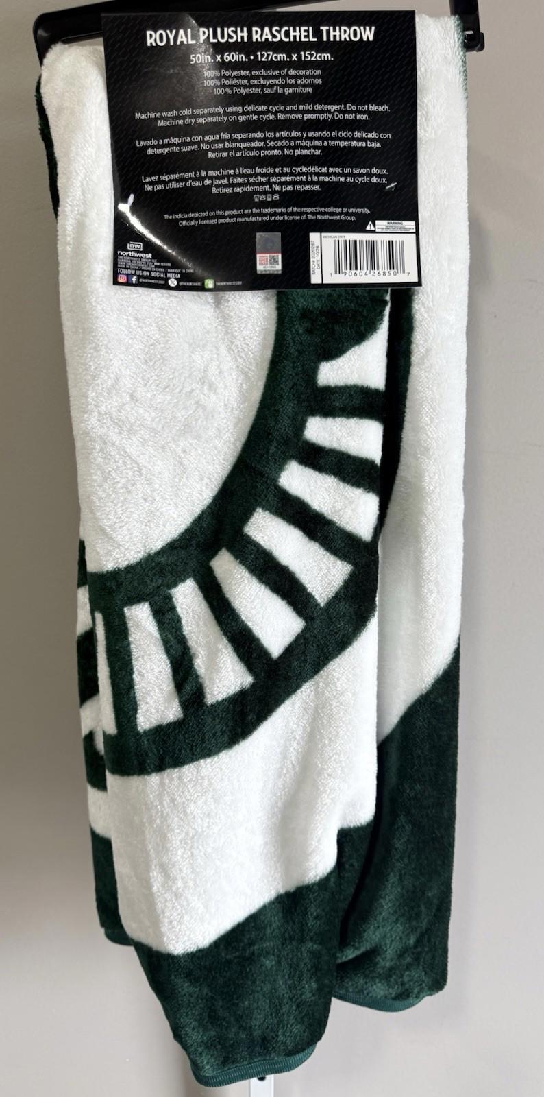 Bulk Lot of (4) New In Case Michigan State Plush Raschel Throw Blankets 50”x60”