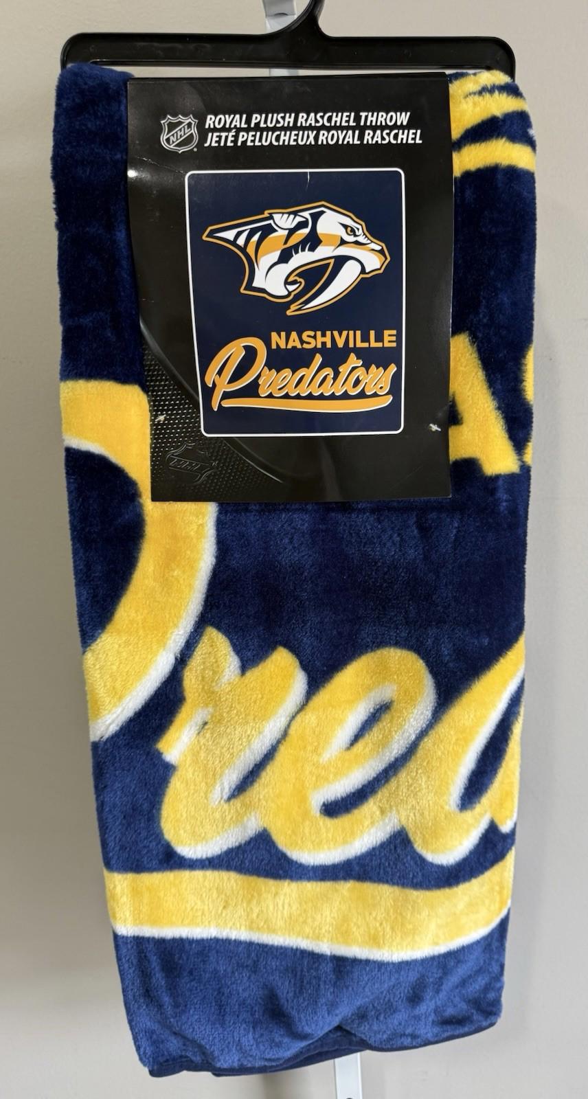Bulk Lot (4) NHL Nashville Predators Royal Plush Raschel Throw Blankets 50"x60"