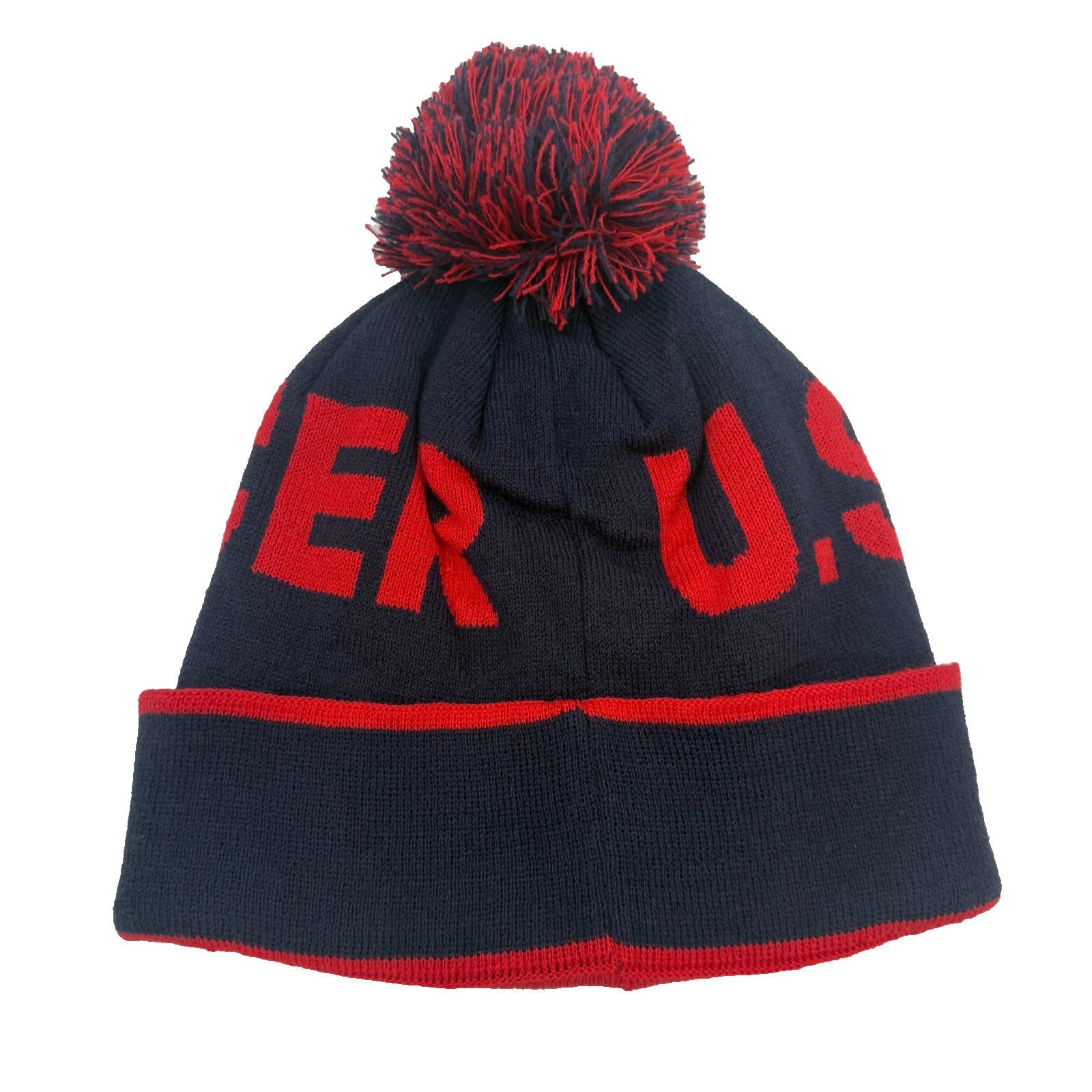 Wholesale Case Lot Of 48 Icon Sports USA Cuff Pom Beanie Hats Red Blue Gray NWT