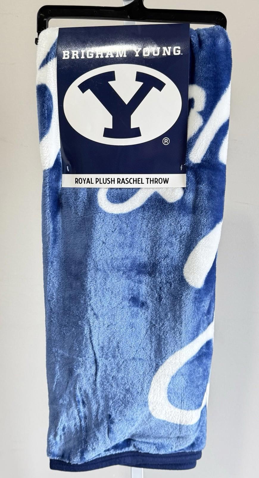 Bulk Lot of (4) New In Case BYU Cougars Plush Raschel Throw Blankets 50”x60”