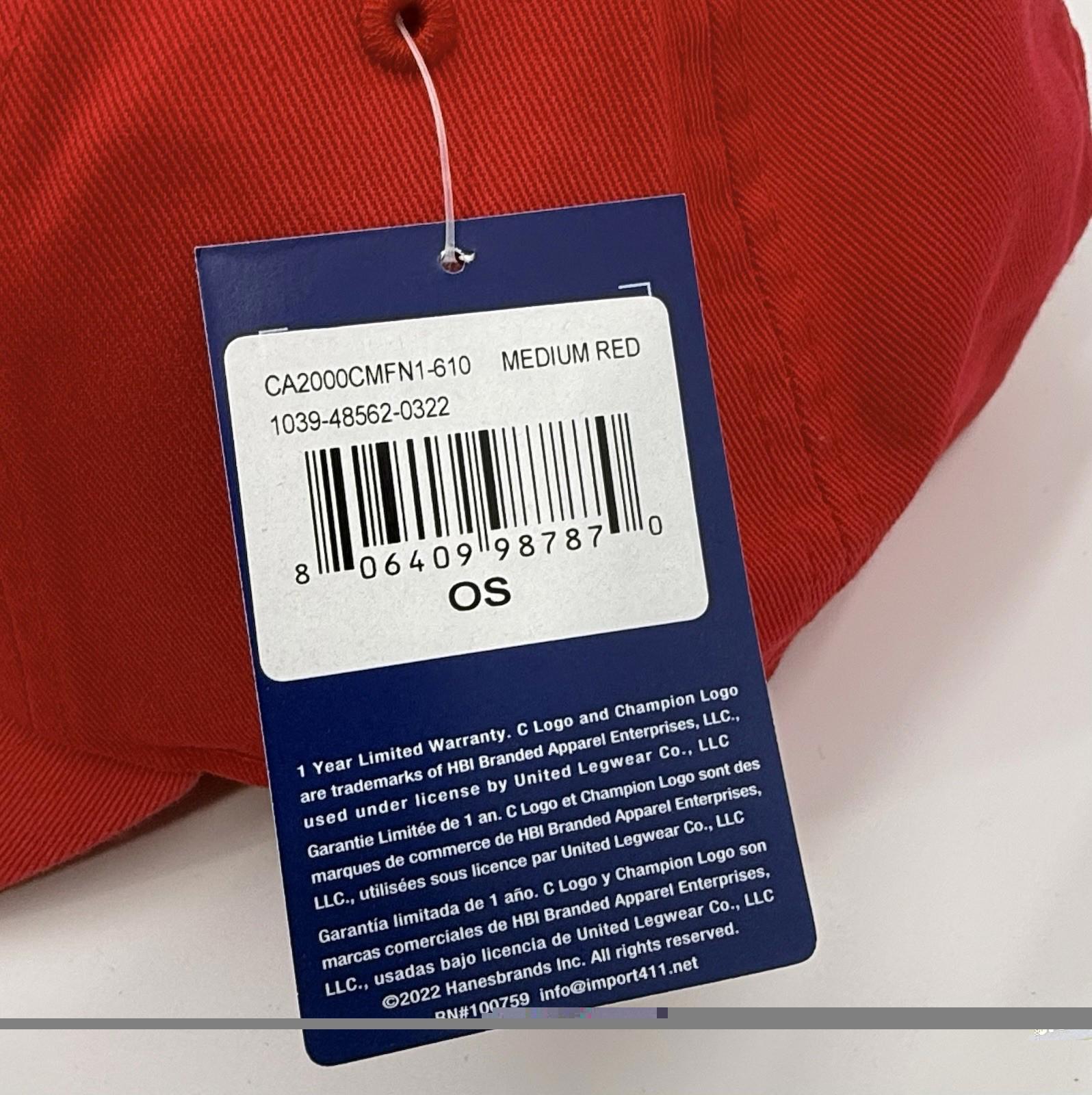 Bulk Reseller Lot of (72) Champion Red Baseball Hats Adjustable OSFA NWT