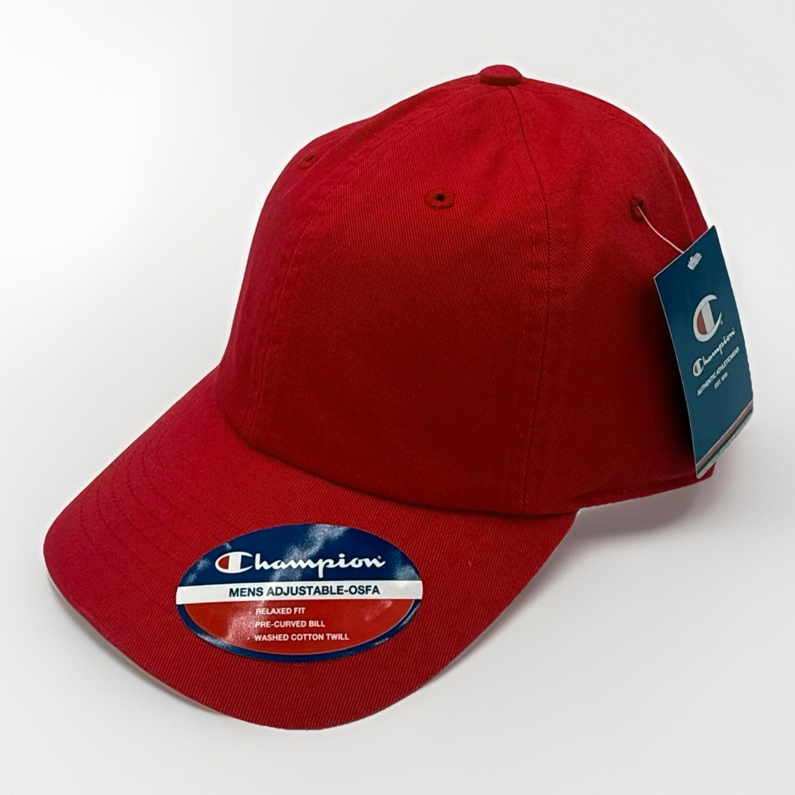 Bulk Reseller Lot of (72) Champion Red Baseball Hats Adjustable OSFA NWT