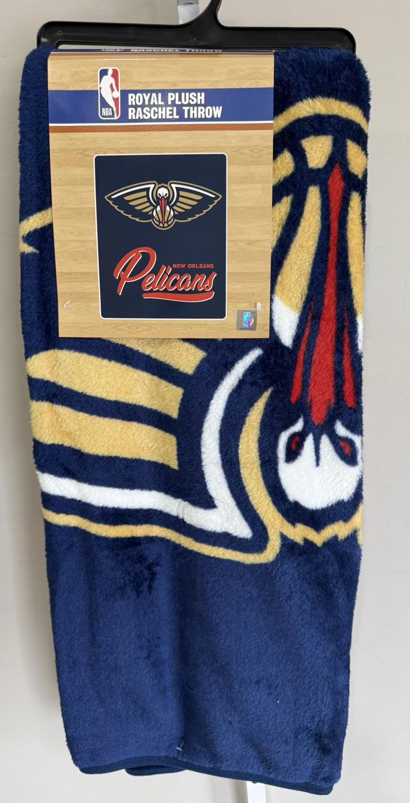 Bulk Lot of 4 NBA New Orleans Pelicans Royal Plush Raschel Throw Blanket 50”x60”