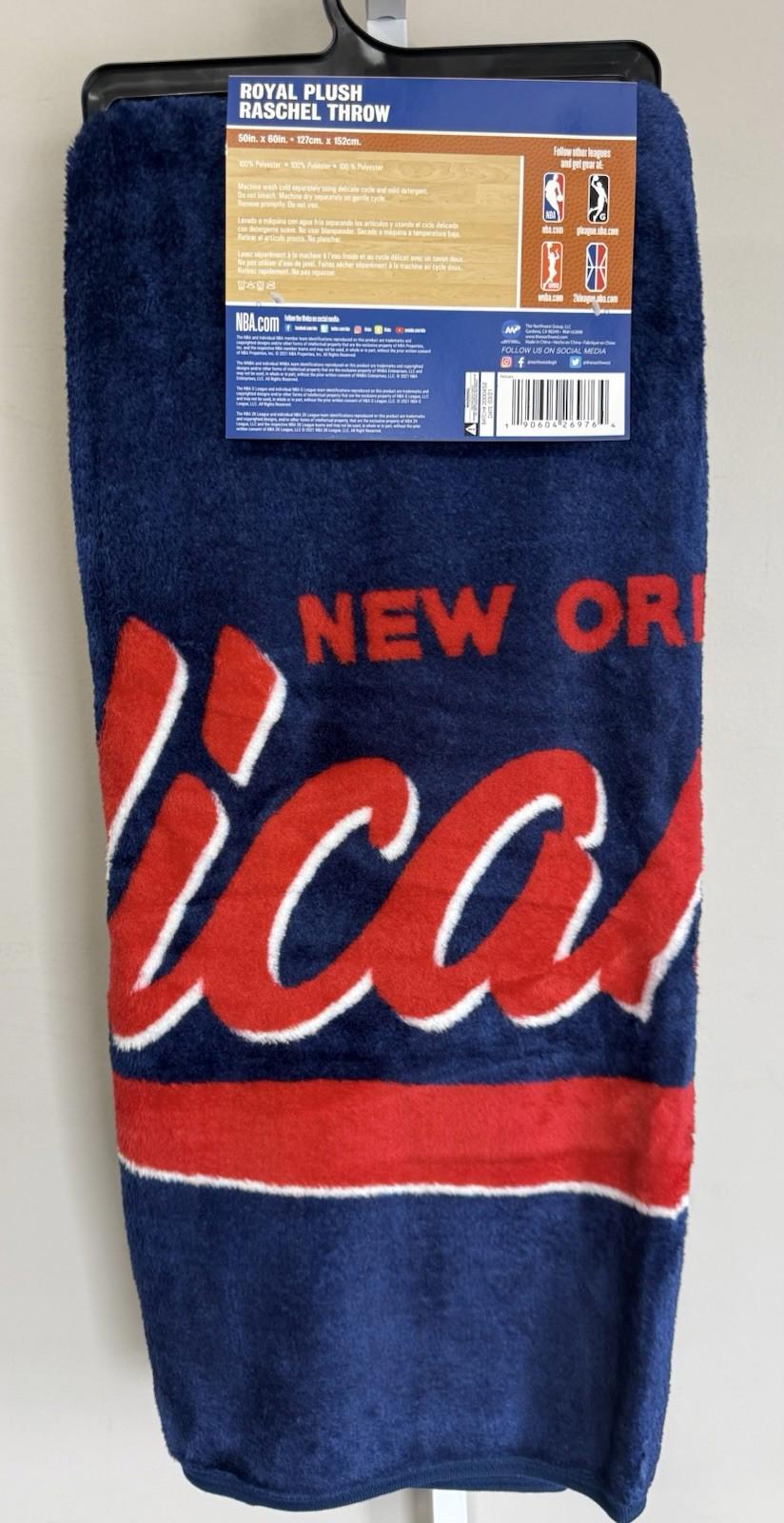 Bulk Lot of 4 NBA New Orleans Pelicans Royal Plush Raschel Throw Blanket 50”x60”