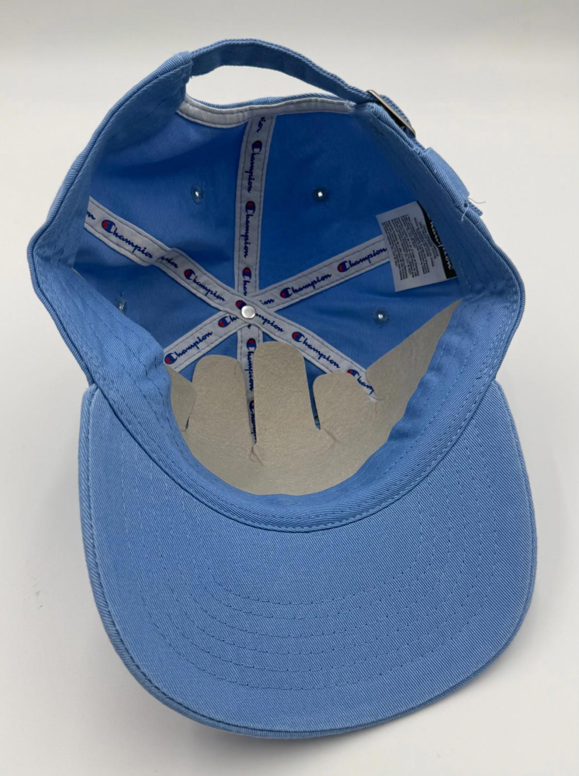 Bulk Reseller Lot of (72) Champion Light Blue Baseball Hats Adjustable OSFA NWT