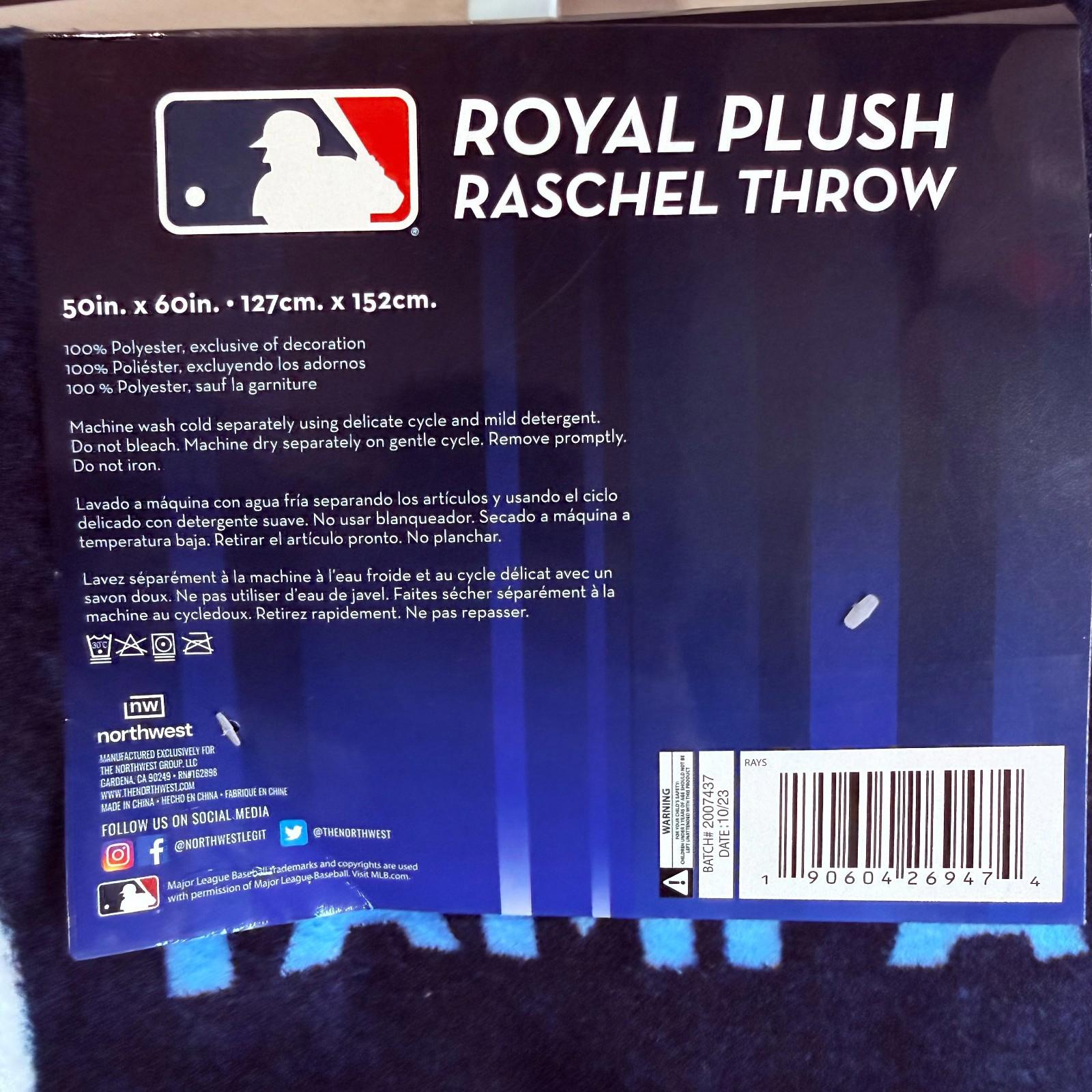 Bulk Lot of (4) MLB Tampa Bay Rays Plush Rachel Throw Blankets 50”x60” New
