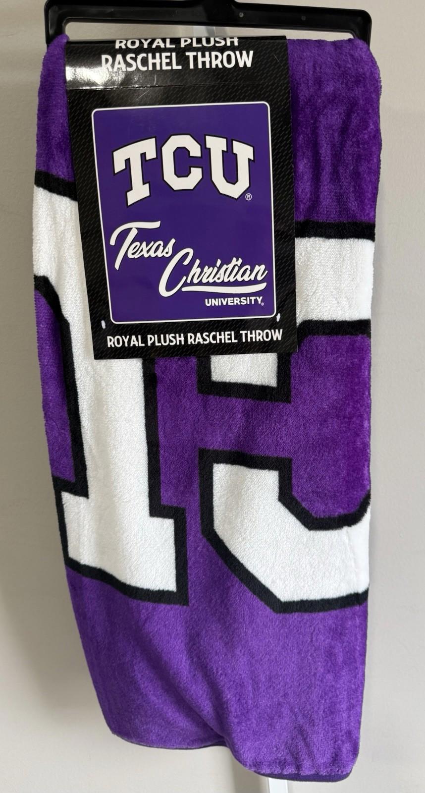 Bulk Lot of 4 New In Case TCU Horned Frogs Plush Raschel Throw Blankets 50”x60”